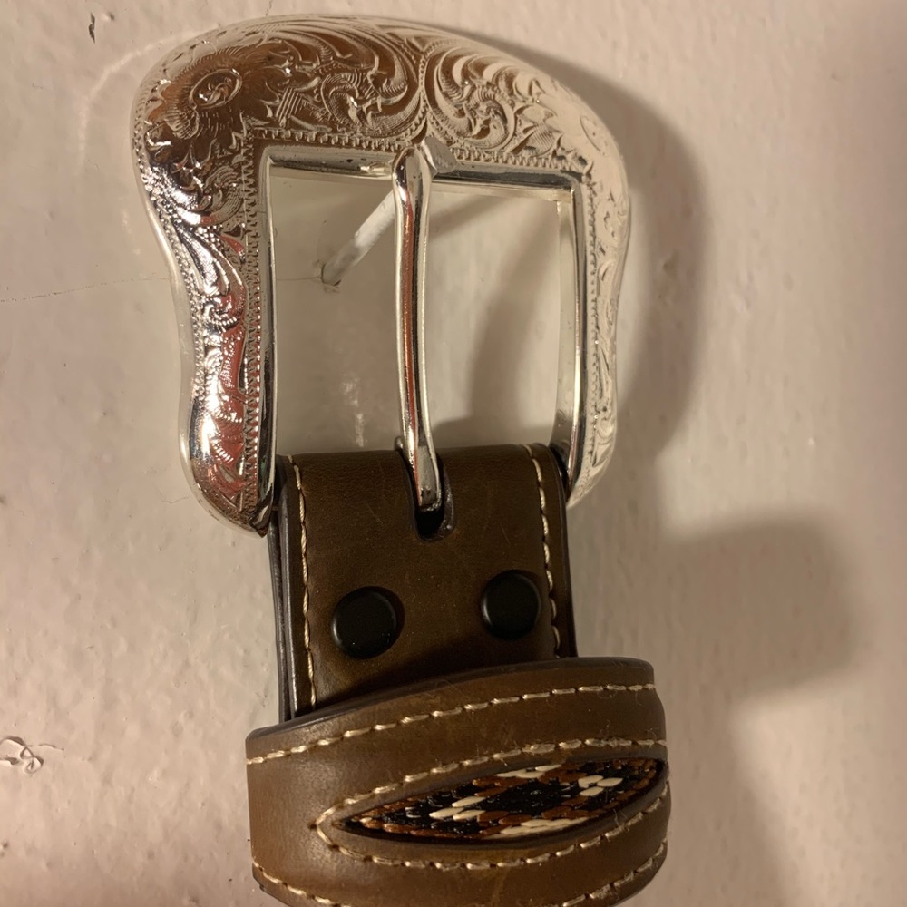 brown patterned belt